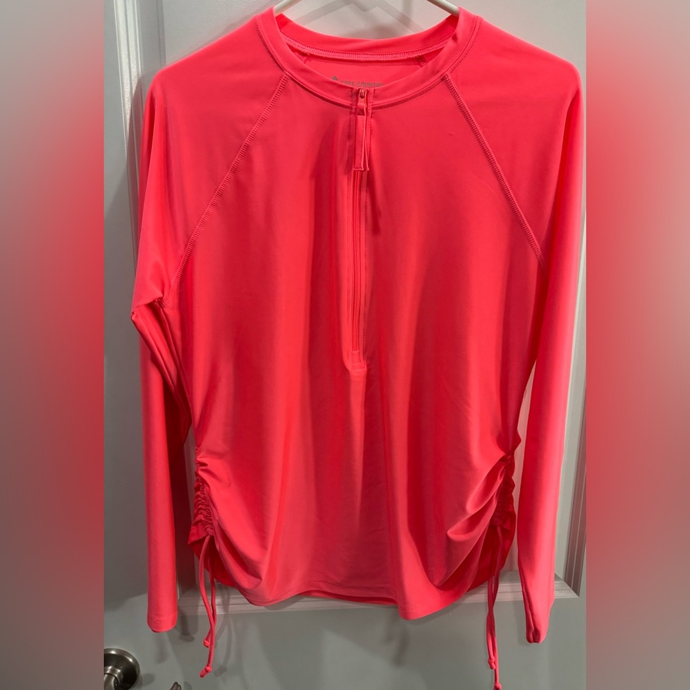 Free Country Women's Neon Coral Long Sleeve sun block shirt, Size L